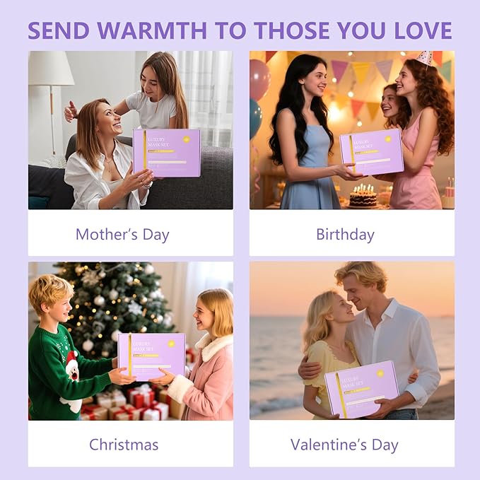 55 Pcs Mothers Day Gift for Mom, Lavender Face Sheet Mask Pack, Hydration Skin Care Kit, Home Spa Gift Basket Set for Women, Hyaluronic Acid Face Serum, Christmas, Birthday, Anniversary, Wife