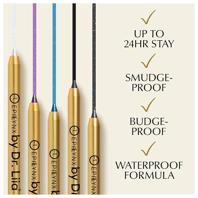 EPILYNX Waterproof Eyeliner Pencil, Smudge-Proof, Moonlight Black Shimmer