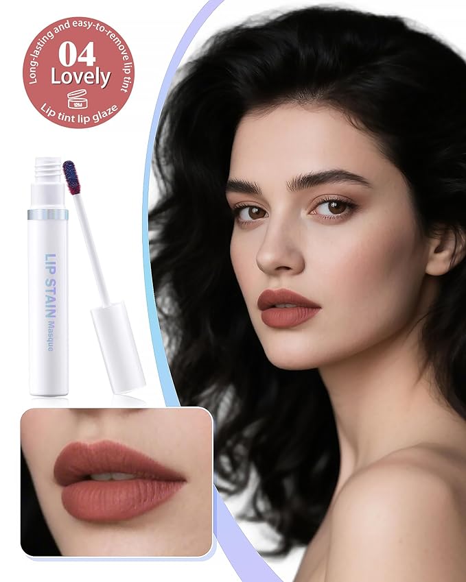 Berinist Lip Stain Masque Lip Liner Stain Long Lasting Waterproof Lip Tint Stain Semi-Permanent Lip Tattoo Transfer Proof Non-Drying Matte Finish Suitable for Women's Daily Lip Makeup