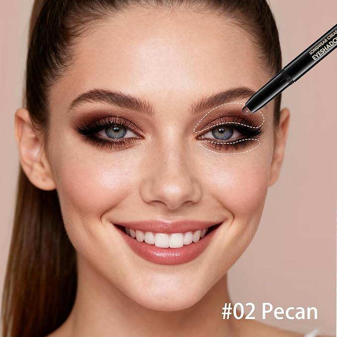Euphily Matte Cream Eyeshadow Stick, Waterproof Eye Shadow Stick, Long-Lasting and Blendable High Pigmented Single Eyeliner Makeup for Women, 2 Pecan