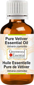 Greenwood Essential Pure Vetiver Essential Oil (Vetiveria zizanoides) Steam Distilled 10ml (0.33 oz)