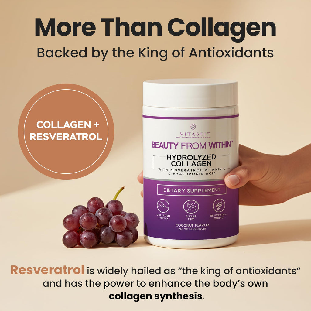 VITASEI Hydrolyzed Collagen Peptide Powder Drink – Soy-Based Coconut, 16oz