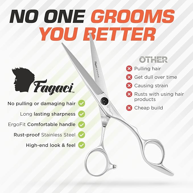 Fagaci Hair Cutting Scissors 6", Professional Hair Shears with Sharp Blades
