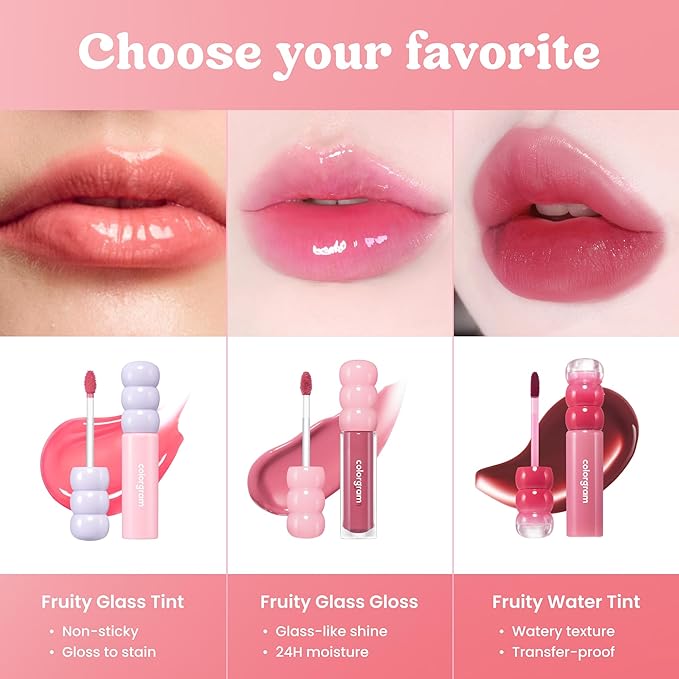 COLORGRAM Fruity Glass Tint 06 Joyful Tomato | | Korean Long Lasting & Waterproof Lip Stain l Glossy Dewy Lip Gloss, Highly Pigmented Bright Red Orange Shade with Glowing effect 0.11 Oz.