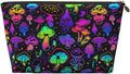 BEIANSHUO Mushrooms Small Makeup Bag for Women - Leather Travel Cosmetic Bag Make Up Pouch Mini Travel Zipper Pouch - Makeup Organizer Bag