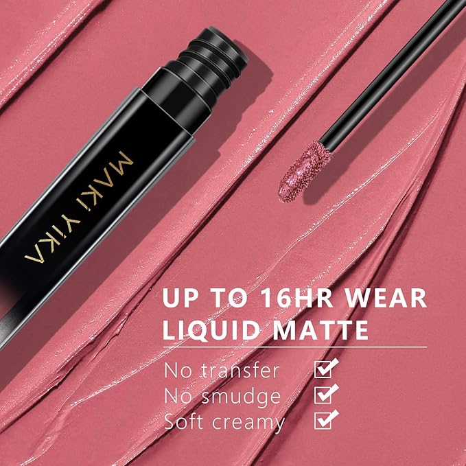 MAKI YIKA Pink Lipstick Matte Liquid for Women Color Stay Long Lasting Lipsticks