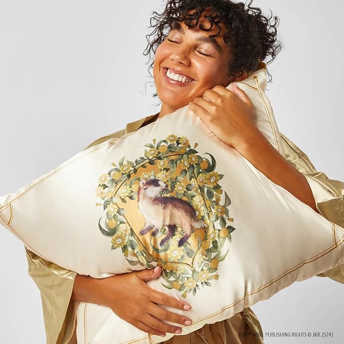 Kitsch & Harry Potter Satin Pillowcase W/Zipper - Size 19x26, Hufflepuff