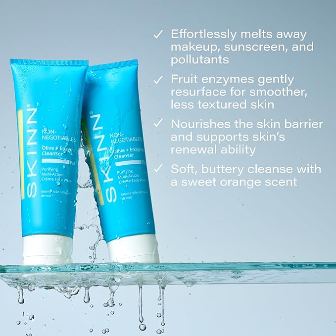 SKINN Evening Face Wash Cream - Olive Oil Enzyme Cleanser - 4oz