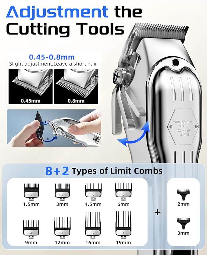 KIKIDO Cordless Hair Clippers for Men Professional Home Hair Cutting Kit