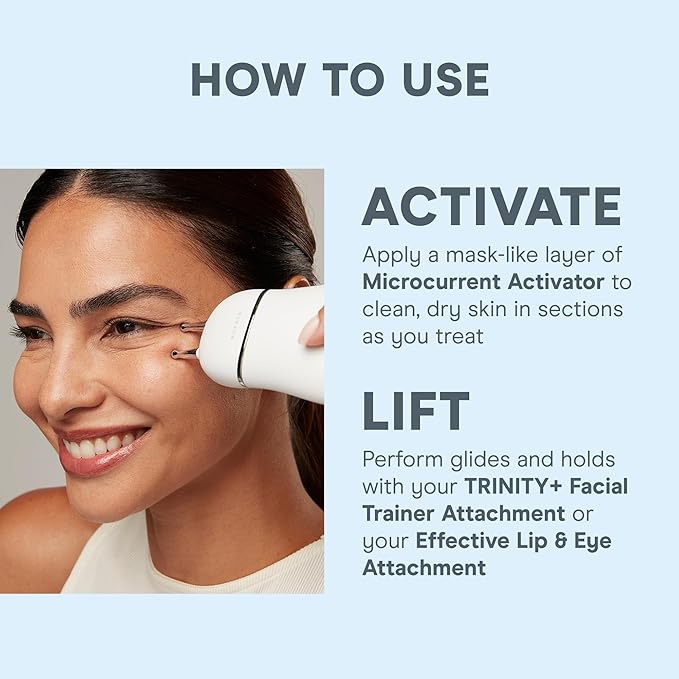 NUFACE Trinity+ Facial Massager + Lip & Eye Attachment - FDA-Cleared Face Sculpting Tool, Targeted Lift for Brows, Eyes & Lips, Reduces & Smooths Smile, Fine Lines - Microcurrent Facial Device