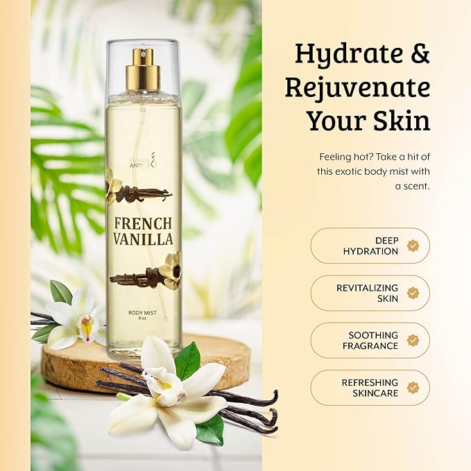 Freida and Joe Body Spray For Women, French Vanilla spray Fragrance Body Mist, Unisex rich, comforting, & sweet aroma, 8 oz Fine Fragrance Gift – Mother's Day Gift for Mom