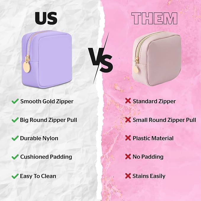 DANCOUR Small Makeup Bag for Purse – Mini Cosmetic Pouch, Travel Organizer, Small Purse Pouch, Portable Makeup Case for Women & Girls, Purple Mini Makeup Bag