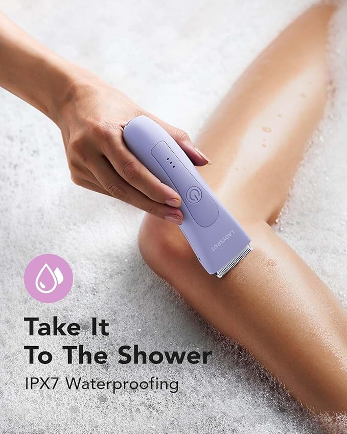 MANSPOT Bikini Trimmer for Women, Pubic Hair Trimmer Shaver for Women -Waterproof Hair Shaver Razors, LADYSPOT™ Shaving Sets,with 3 Guards,Replaceable Hypoallergenic Ceramic Blade,Wet/Dry(Purple)