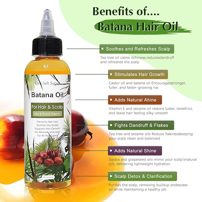 Live Saft Super Batana Oil for Hair Growth - Dr. Sebi 100% Raw Natural Batana Oil, Care for Hair thickness Stronger 4 FL Oz