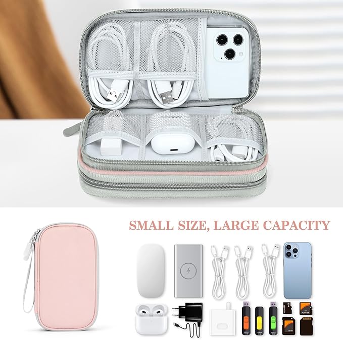 FYY Electronic Organizer, Travel Tech Pouch Bag, Cable Organizer Light Pink