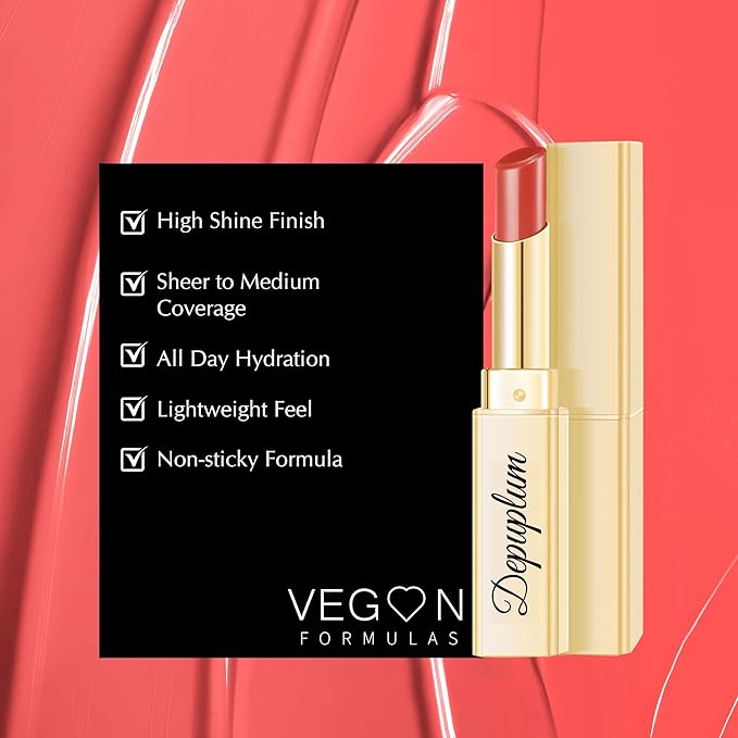 Depuplum Red Pink Lipstick for Women Moisture Lip Gloss Tinted Lip Balm