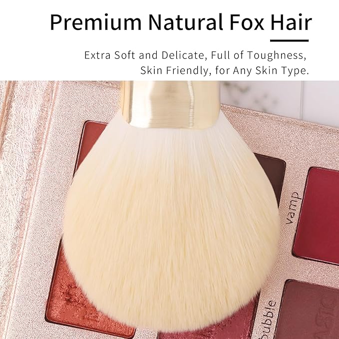 ENZO KEN Natural Hair Makeup Brush Set Professional, Fox Hair Makeup Brushes Set with Case, Gold Cosmetic Brushes Makeup Set, Natural Makeup Brushes, Natural Hair Make up Brushes Set Professional.