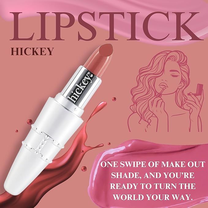 Hickey Refillable Pendant Lipstick, Make Out[Sheer Mauve Nude] – Wearable Satin Lip Color on a Chain, Refillable Clean Beauty, Full Lipstick Included