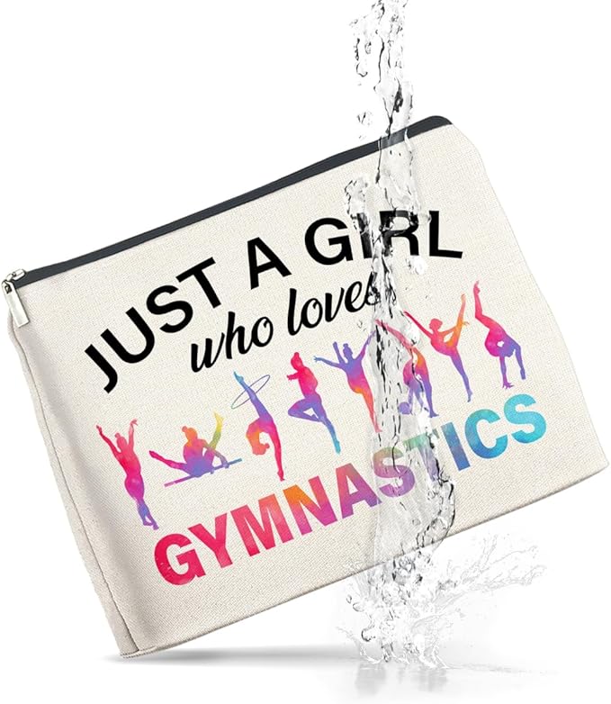 UPNEGE Gymnastics Gifts Makeup Bag Gymnastics Gifts for Women Cheerleader Gymnast Cosmetic Bag Just a Girl Who Loves Gymnastics Zipper Makeup Pouch Gift