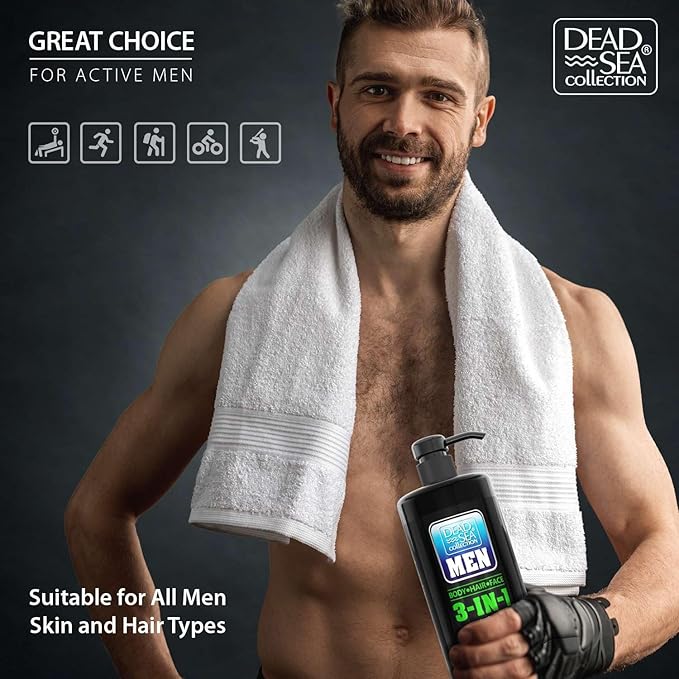 Dead Sea Collection Peppermint Men’s Body Wash – 3 in 1 Body Wash for Men for Hair, Face & Body – Moisturizing Shower Gel with Dead Sea Minerals – Pack of 2 (33.8 fl oz each)