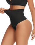 Niceuare Tummy Control Thong Shapewear for Women High Waist Body Shaper Underwear Seamless Comfortable Panty Thong（Black，2X-Large