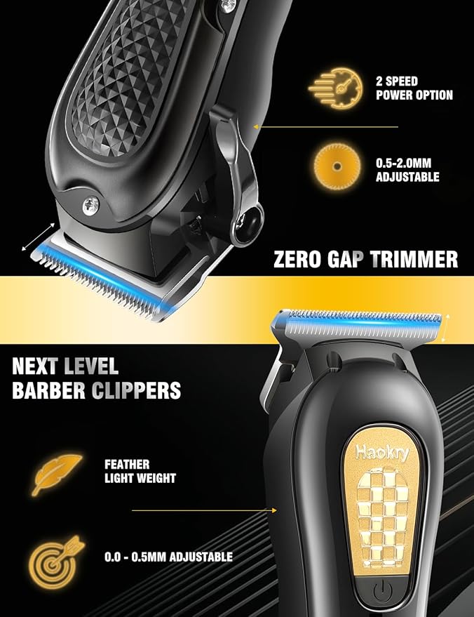 Haokry Hair Clippers & Trimmer for Men,Professional Barber Clippers and Trimmers Set,Mens Cordless Hair Clipper for Barbers Haircut Kit,Beard Trimmer,Rechargeable Electric Shaver