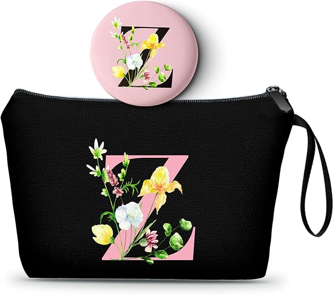 SEAMOON A-Z Gifts for Women Who Have Everything, Makeup Bag with Mirror,Z