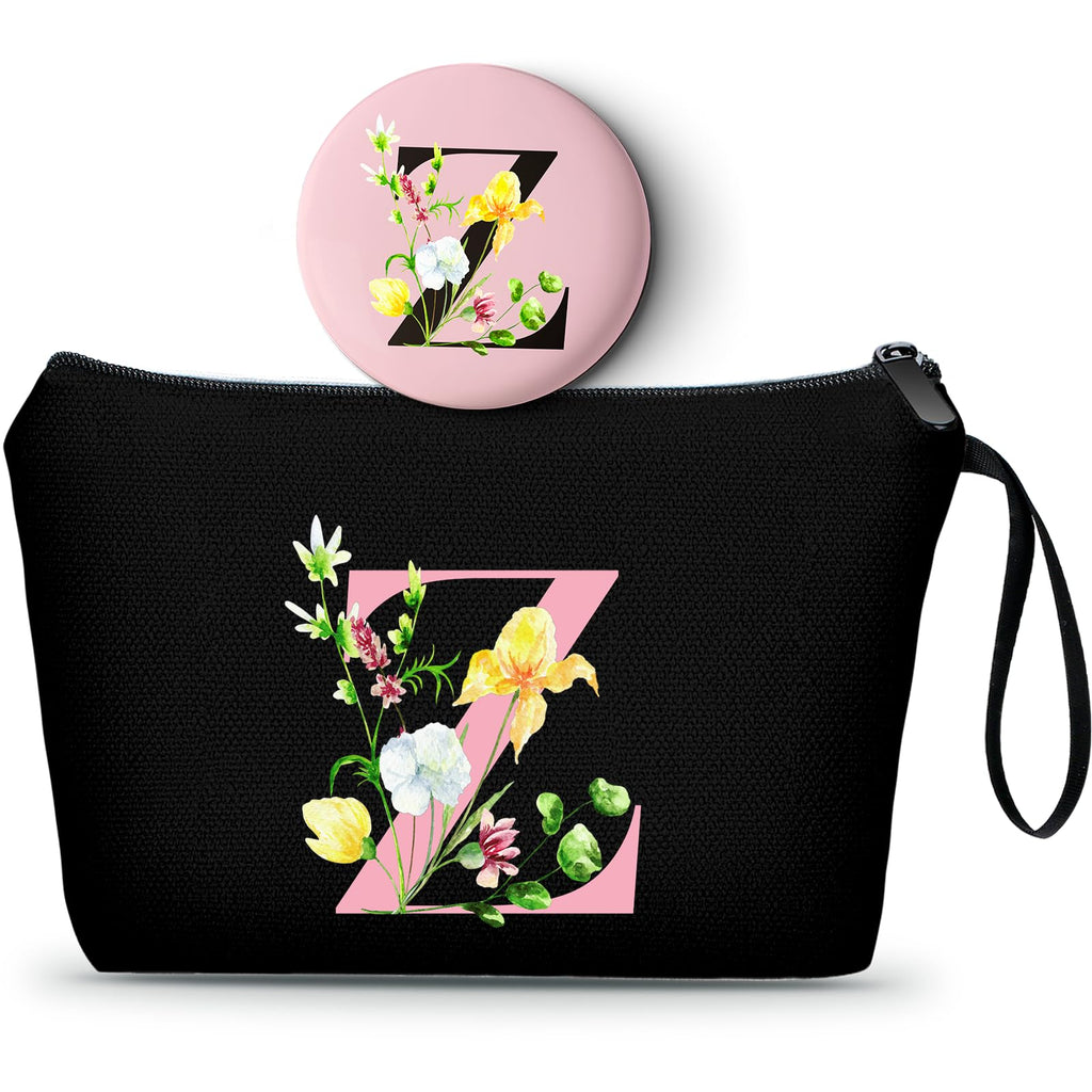 SEAMOON A-Z Gifts for Women Who Have Everything, Makeup Bag with Mirror,Z