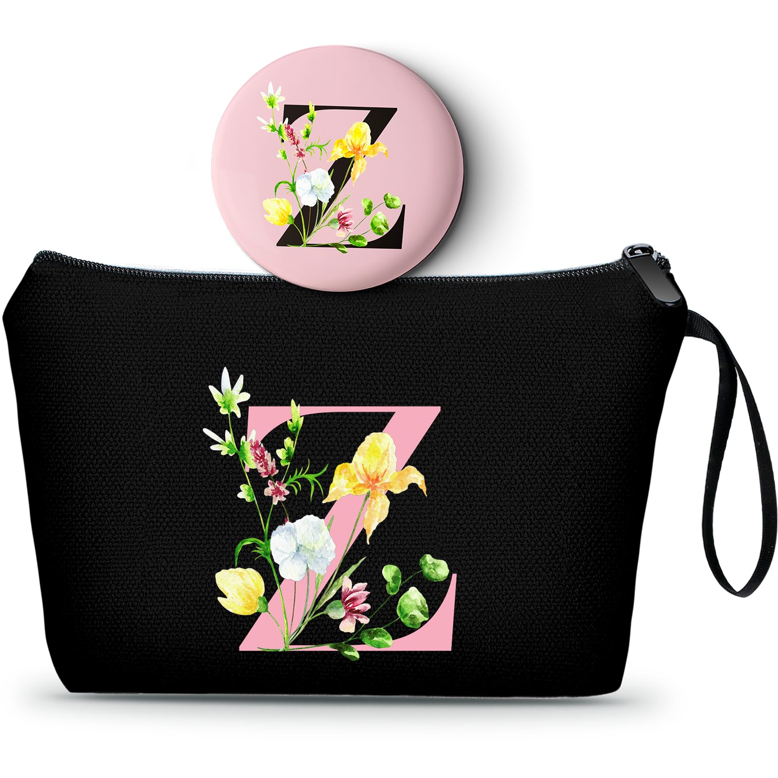 SEAMOON A-Z Gifts for Women Who Have Everything, Makeup Bag with Mirror,Z