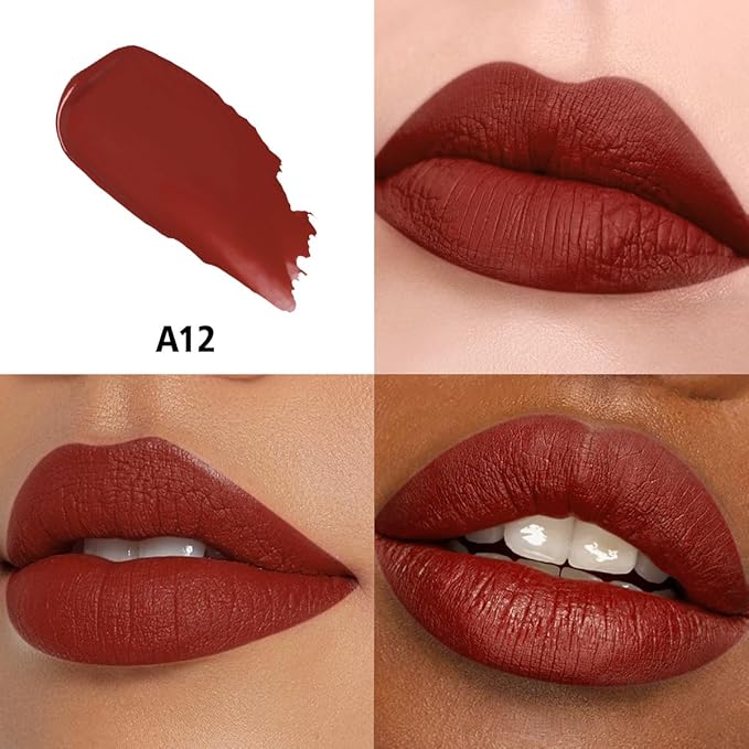 HANLADY Dark Red Lipstick Matte Long Lasting Lipstick for Women Smudgeproof