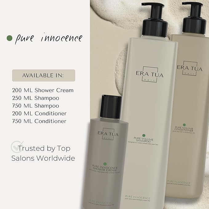 ERA TUA Pure Innocence Shower Cream | Exquisitely Dutch Made & Formulated | Softening Body Wash for All Skin Types | moisturizing cream Floral Scent of White Jasmine, Shea, Rose & Ylang-Ylang 200 ml