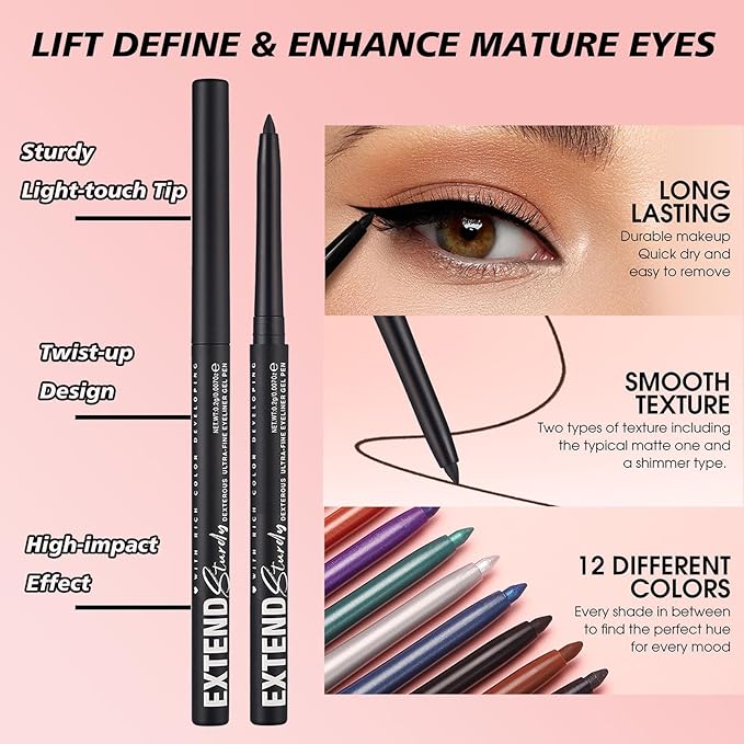 Green Eyeliner Pencil Waterproof Retractable Cream Green Gel Eyeliner Smudge-proof Hypoallergenic (04#)