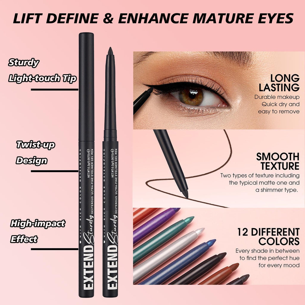Mefyhtune Waterproof Eyeliner black Shimmer Retractable Black Gel Eyeliner Smudge-proof Hypoallergenic Makeup (11#)