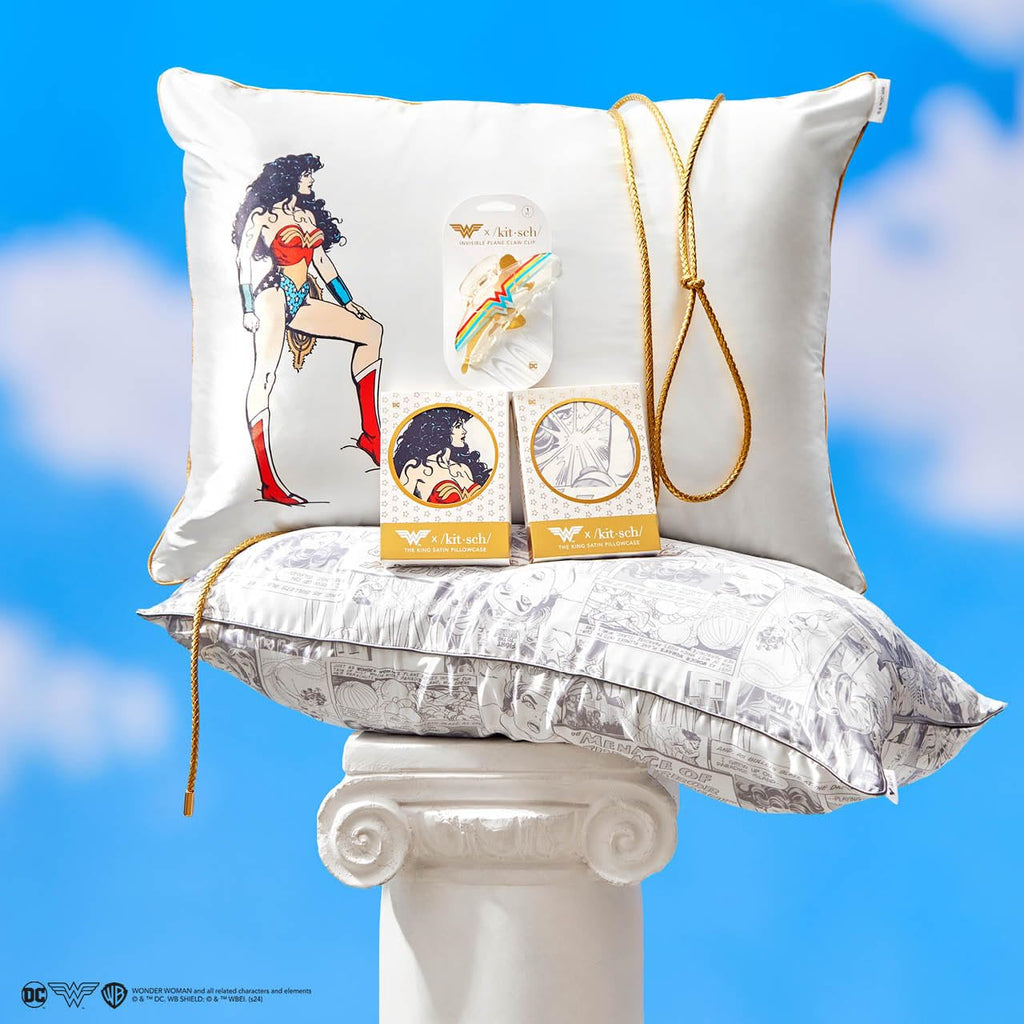 Kitsch x Wonder Woman Satin Pillowcase, Size 19x36 - Believe in Wonder