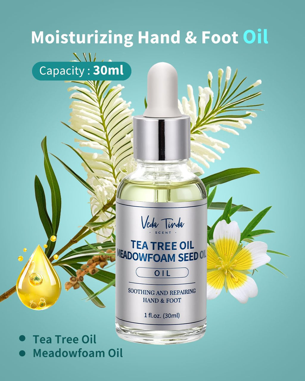 Foot Care Kit - Tea Tree Oil, Urea Cream 40%, Salt Scrub, Serum, Heel Socks