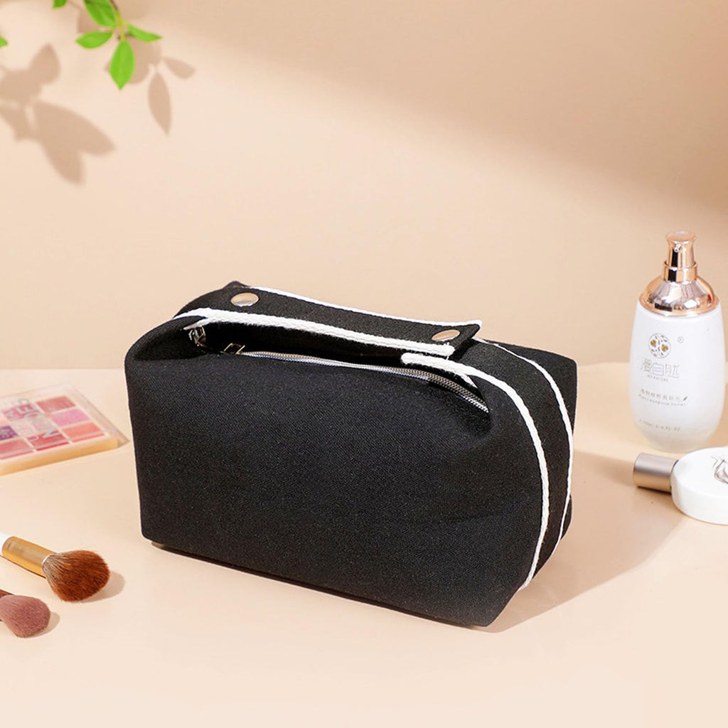Fammart Travel Makeup Bag, Waterproof Canvas Cosmetic Bag Make Up Organizer Case for Women, Large Toiletry Bag Skincare Pouch for Toiletries Accessories Brushes