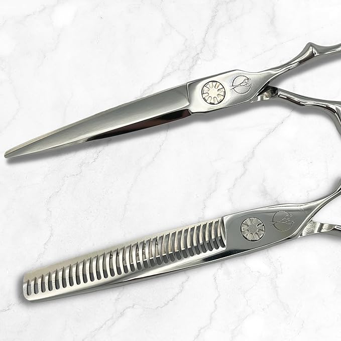 Shihan Shears Set of Professional Hair Cutting Scissors in VG-10 Japan Steel - Includes Hair Cutting Scissors, Thinning Shears and Leather Case - Heritage for Pro's (5.5 Inch)