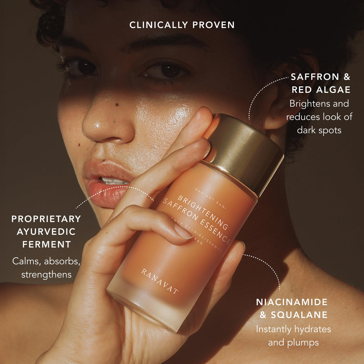 RANAVAT Radiant Rani Brightening Saffron Facial Essence - Hydrating Milk Toner Formulated with Niacinamide & Squalane to Moisturize & Calm Skin - Helps Improve the Appearance of Dark Spots (100ml)