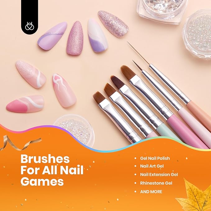 Beetles Gel Polish Nail Art Brushes, 6 Pcs Fingernail Art Design Pens