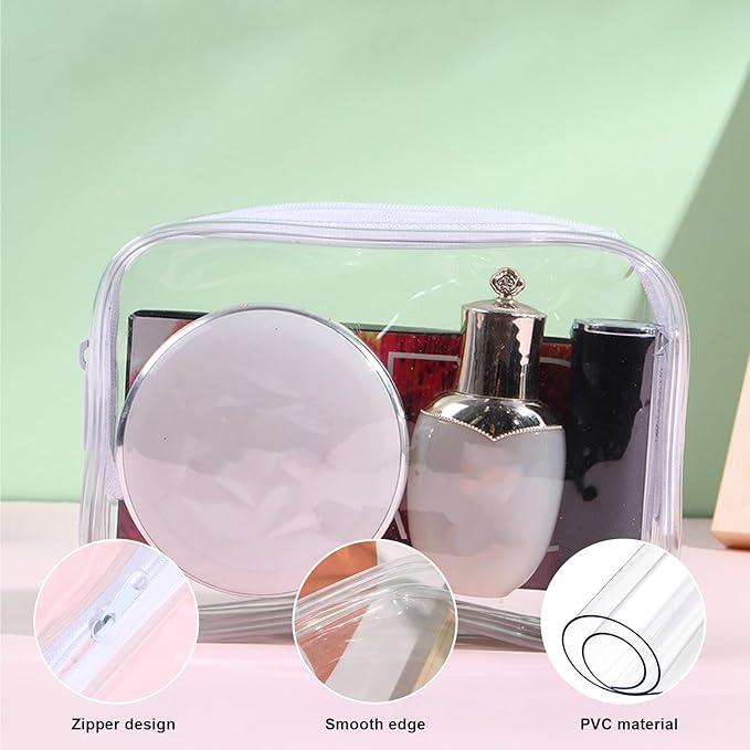 Merkaunis 36 PCS Clear Makeup Bags Bulk Cosmetics Plastic Travel Pouches