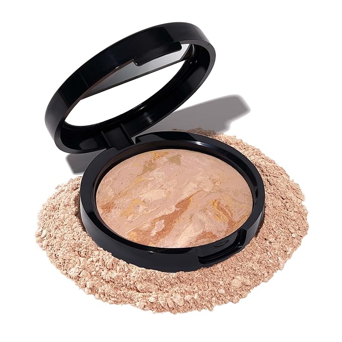 LAURA GELLER NEW YORK Award-Winning Baked Balance-n-Brighten Color Correcting Powder Foundation – Handmade in Italy – Buildable Coverage, Matte Finish – For Mature & Sensitive Skin – 02 Fair