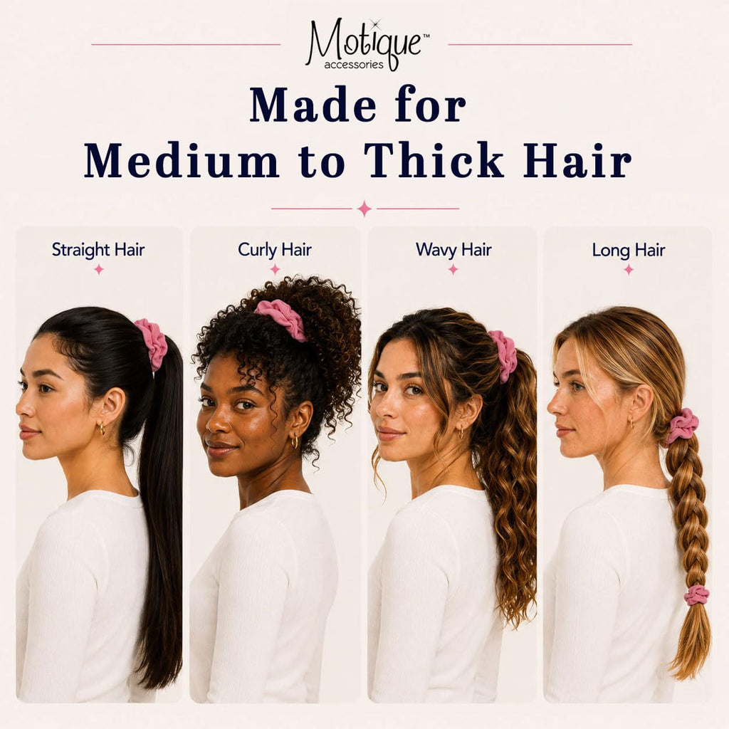 Motique Accessories Large Scrunchies for Women, Pack of 6, Light Pink