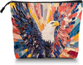 Scribesense Cosmetic Bags Travel Makeup Toilet Case Waterproof Pouch for Women Girls 6.7X9.45inches - Vivid Rainbow - Hued Eagle