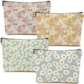 4 Packs Vintage Daisy Flowers Makeup Bag Friend Friendship Gifts for Women