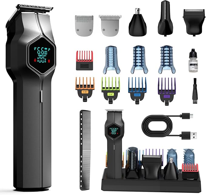 TRIMX Beard Trimmer for Men, Magnetic Snap-on Replacement Heads, Gray