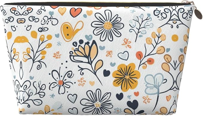 Dultua Mothers Day Gifts Makeup Bag Purse Cosmetic Bag Travel Toiletry Leather Make Up Bags for Mom Wife Women Daughter Boho·Floral