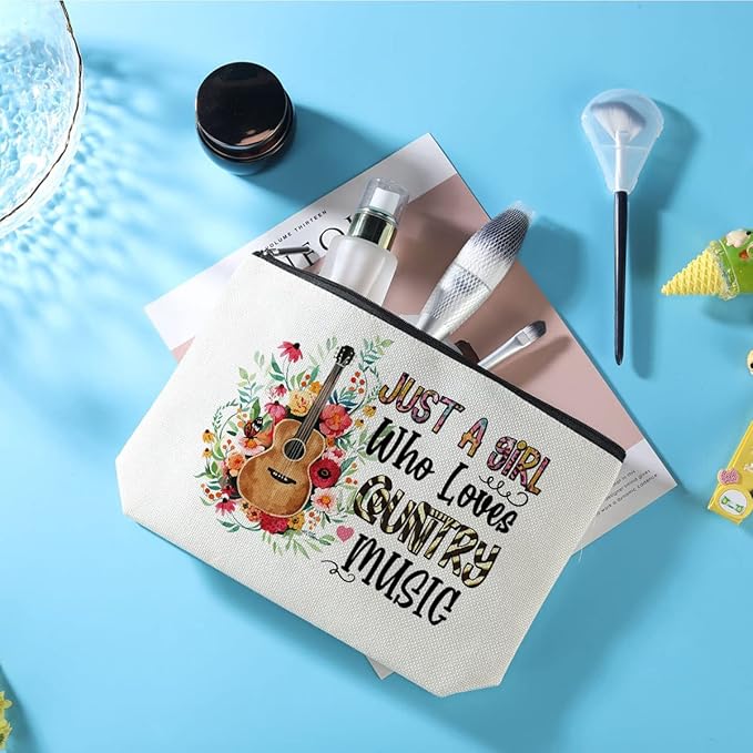 Azteoiz Musical Makeup Bag Country Music Lover Gift Guitar Cosmetic Bags
