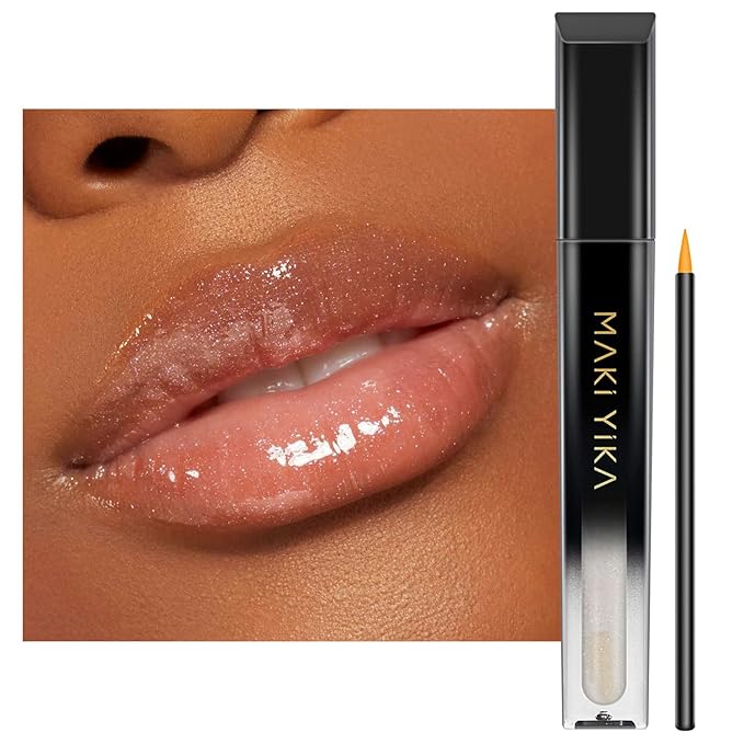 MAKI YIKA Clear Lip Gloss for Women Lip Plumper Gloss Tinted Glitter Lipgloss
