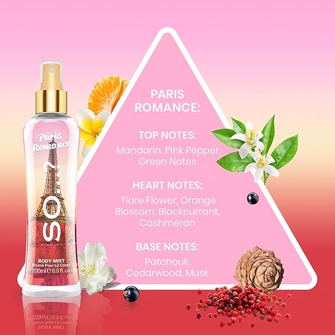 Paris Romance Body Mist by So…? - Fruity Floral Perfume for Women with Over 800 Sprays - Body Spray - Ideal Gifts for Women - 6.9 oz