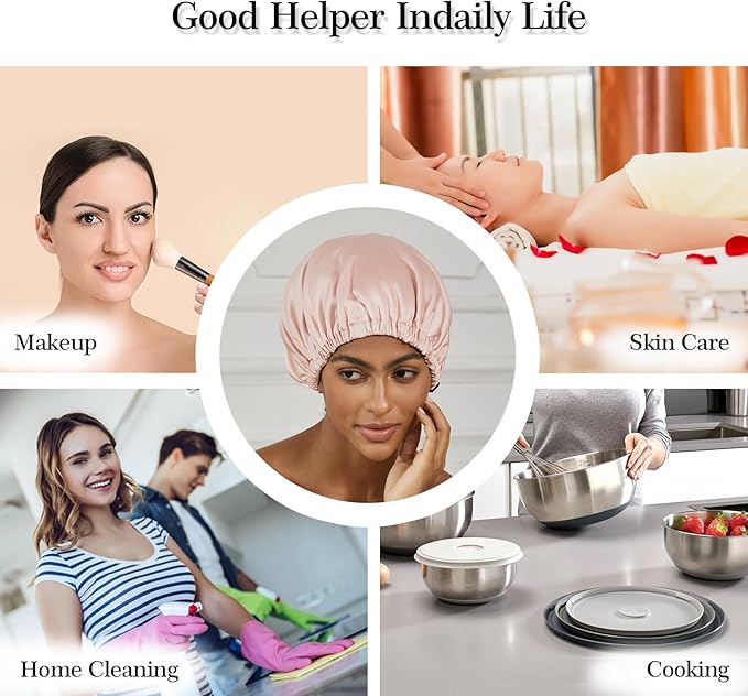 Satin Bonnet Silk Bonnet for Sleeping Women Double Layer Hair Bonnet Wrap Sleep Cap Gifts for Women Curly Hair Champagne